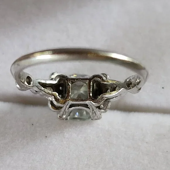 Vintage PLATINUM solitaire ENGAGMENT RING 2 CT Charles Colvard Moissanite. Sz 6 - Picture 8 of 16